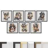Set of paintings "Dogs" in steampunk style