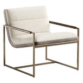 Rina Rustic Off White Upholstered Seat Back Gold Metal Frame Occasional Chair