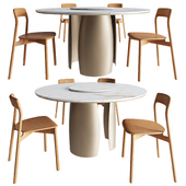 Pierre round dining table and Korento side chair