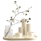 Декоративный набор со свечами и чашками кофе