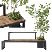 Urban Environment - Urban Furniture - Green Benches With plants 51