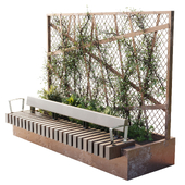Plant Box Garden old dirty metal - Outdoor Plants and green benches 190