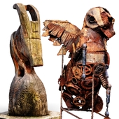 Recycled Metal Sculpture & wood carved  scanned 05