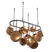 Ceiling mounted copper pot pan rack