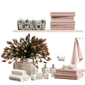 Декоративный набор для санузла с полотенцами и тюльпанами