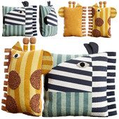 Crate and Barrel Zebra and Giraffe Kids Pillows Set
