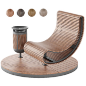 Wooden park bench and trash can LV 003