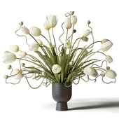 Bouquet of tulips in a black vase