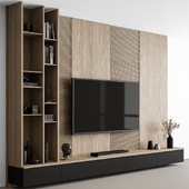 TV Wall Wood and Black - Set 131