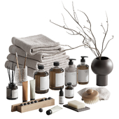 Bathroom accessories set with branch