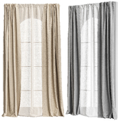 Linen curtains with tulle on loops