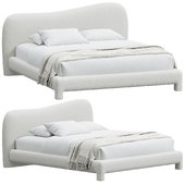 Yana White Boucle Minimalist Shaped Headboard Bed Frame King Size