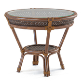 Rattan wicker table with Andrea glass (Tetchair)