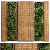 Vertical Wall Brick Garden With Wooden frame - set of houseplants indoor 78