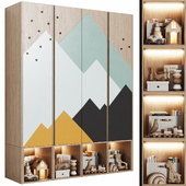 Шкаф яркий детский модульный "Горы" в современном стиле минимализм 12