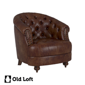 OM Armchair Comfort Dark Leather and Wood
