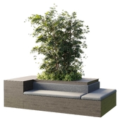 Urban Environment - Urban Furniture - Green Benches With plants 53