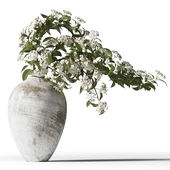 Flowering branches in a clay vase