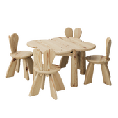WF Kids Rabbit Chair and Kids High Table 077 by Hiromatsu