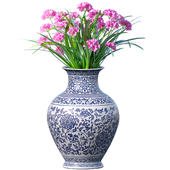 Букет цветов в итальянской фарфоровой вазе горшке вазоне для декорирования