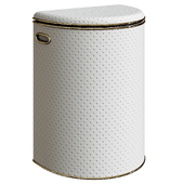 Laundry basket Geralis PWG-O semicircular, white, gold edging
