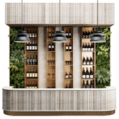 Reception Desk for Restaurant and Caffe with cabinet wine rack set 09