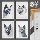 Set of paintings Cats with blue eyes | 2K | PBR