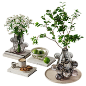 Decorative set with branches and flowers. Декор