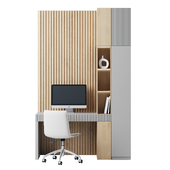 Workplace area with embossed panels