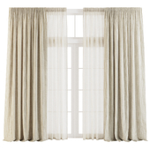 Striped Linen Curtains with Tulle