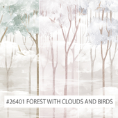 Creativille | Wallpapers | 26401 Forest with Clouds and Birds