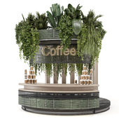 Coffee Reception Desk With Plants - Restaurant Set 2146