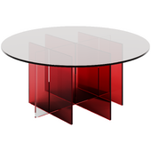 Modern Red Base Acrylic Coffee Table by Chairish