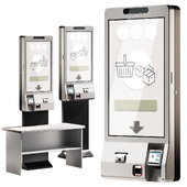 Self-service checkout. Interactive touch kiosk. Payment terminal.