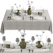 Tableware with Dried Flowers