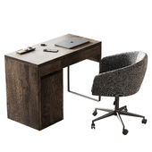 Office chair Thea from La Redoute And MICKE Desk black brown