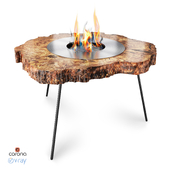table with bio fireplace