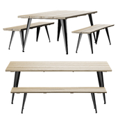 Espresso Outdoor Dining Table and Bench Set for Outdoors by Pavilion Chic