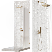 Shower set with reeded glass screen