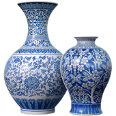 Декоративная итальянская фарфоровая керамическая ваза,вазон,горшок,урна,банка в Китайском стиле с узором ветки Лотоса и Сакуры