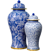 Decorative floor porcelain vase,flowerpot,pot,urn,jar in Chinese style with a pattern of lotus and Sakura Ginger
