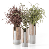 Bouquet in Combination of Wood & Ceramic Vase - Set 2163