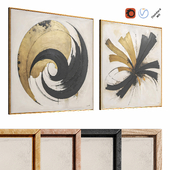 Set of Yin-Yang paintings in wabi-sabi style | 4K | PBR