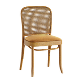 Mid-Century Yellow Velvet Thonet Wood Rattan Chair