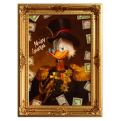 Картина в классической золотой раме с вензелями Скрудж Макдак MONEY GENERAL от Saint Vandal