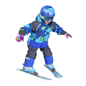 Ребенок учится кататься на горных лыжах