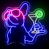 French Bulldog Cocktail Neon Sign