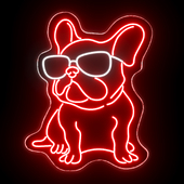 French Bulldog Glasses Neon Sign