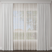 Curtain 32/ Шторы белые тюль с принтом