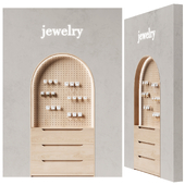 Built-in display case with jewelry